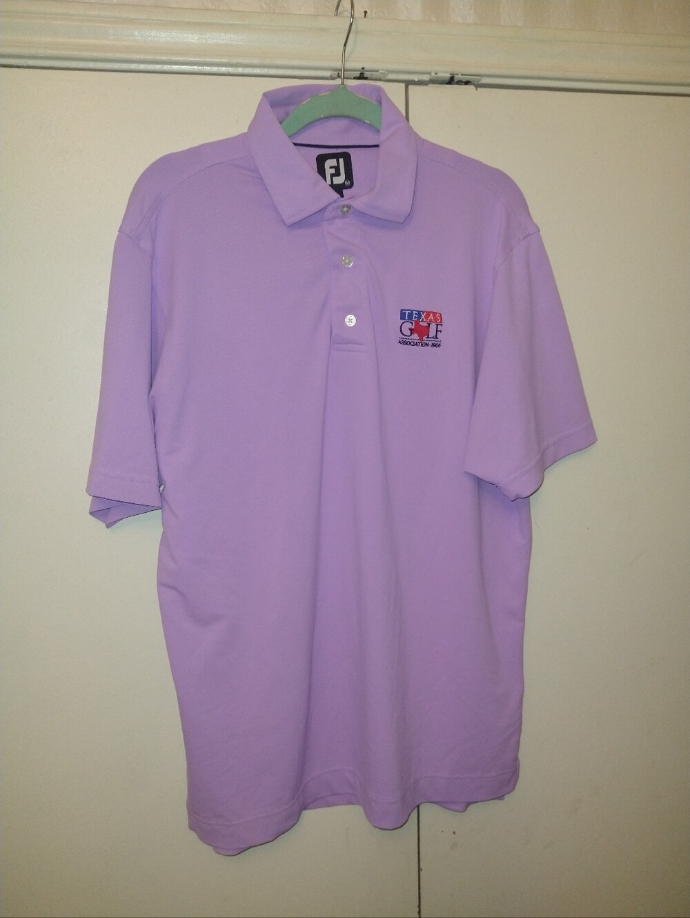 Footjoy FJ Short Sleeve Polo Shirt Men's sz Medium Texas Golf Association Logo.